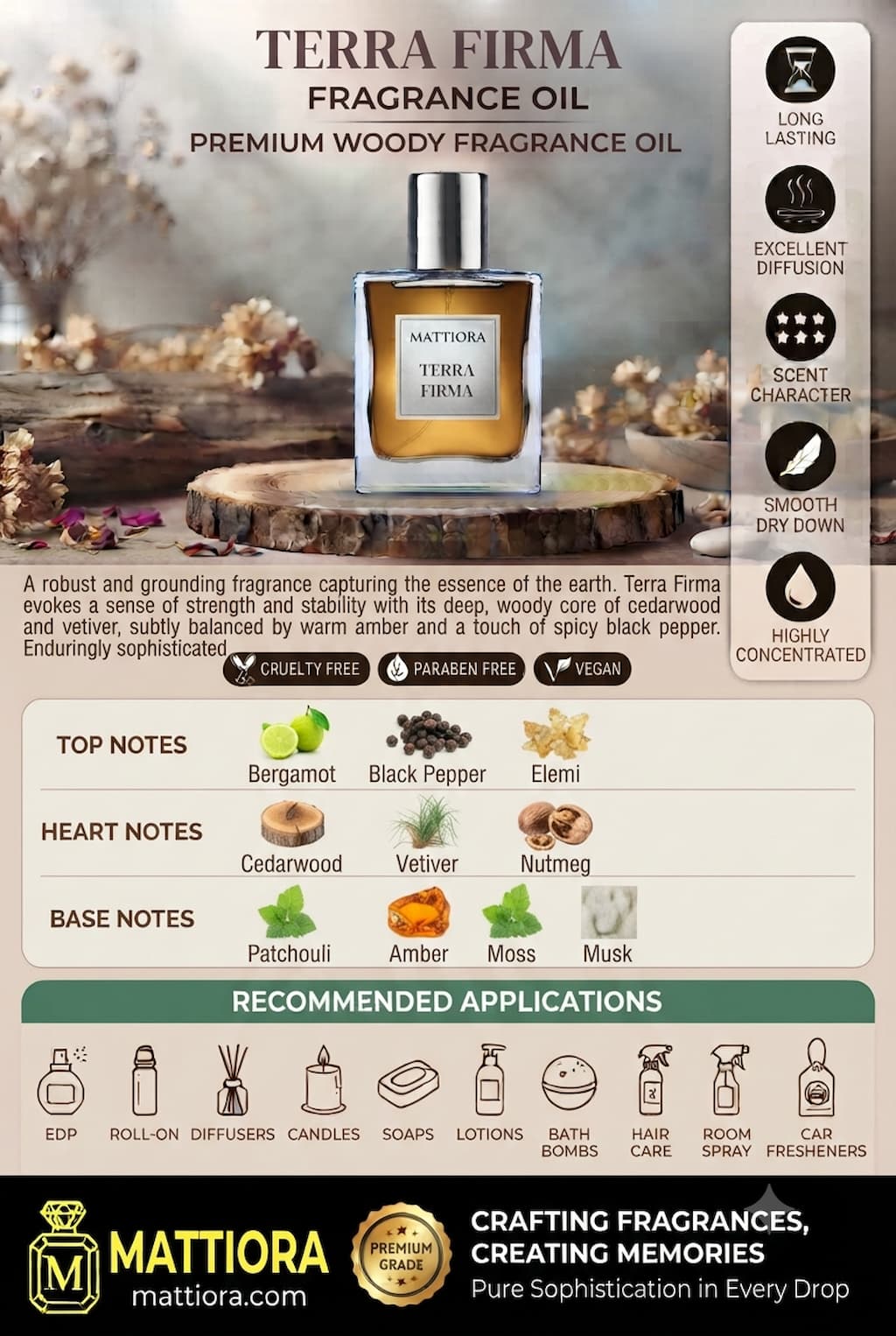 Terra Firma Premium Woody Fragrance Oil | Mattiora  • Premium Inspired Fragrance Oils