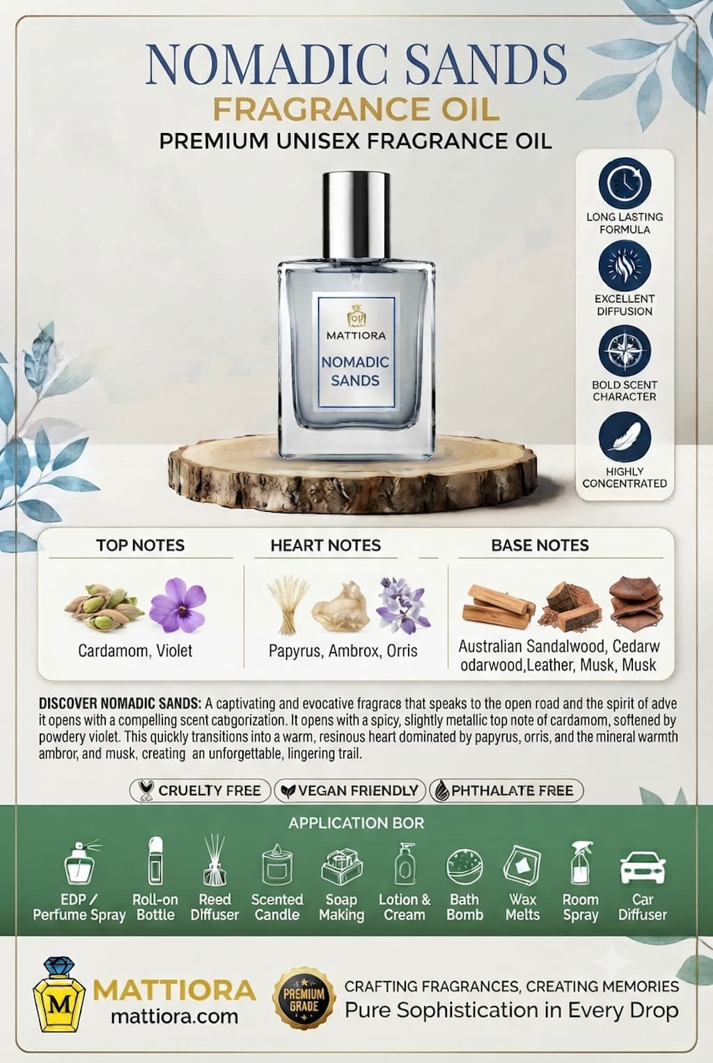 Nomadic Sands Premium Unisex Fragrance Oil | Mattiora • Premium Inspired Fragrance Oils