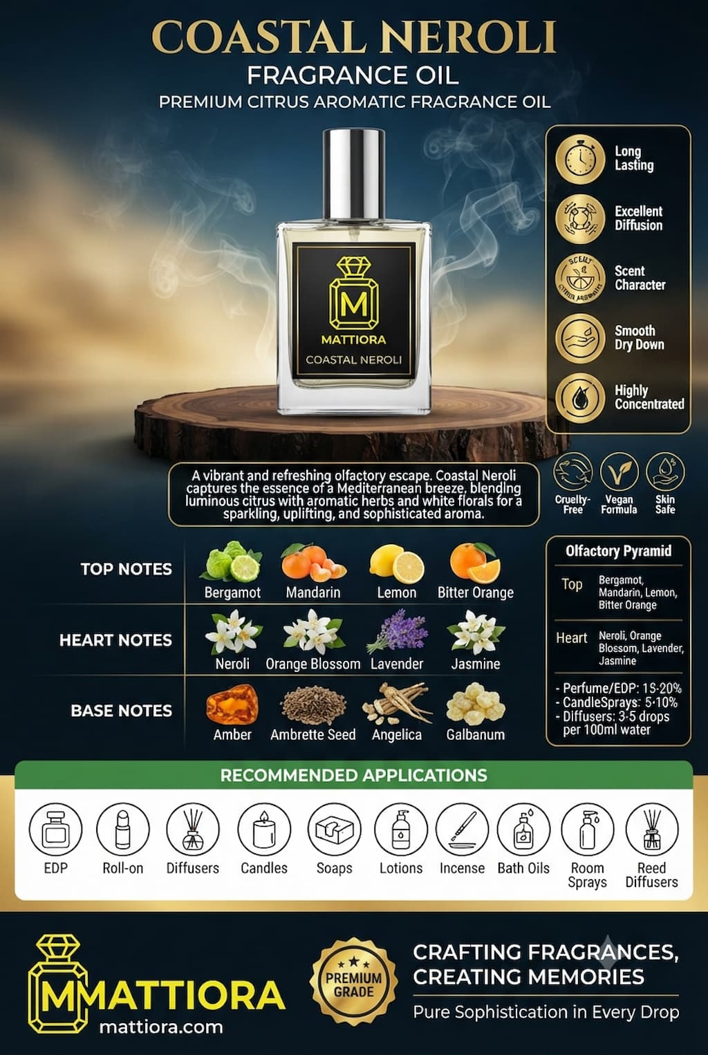 Coastal Neroli Premium Citrus Aromatic Fragrance Oil | Mattiora • Premium Inspired Fragrance Oils