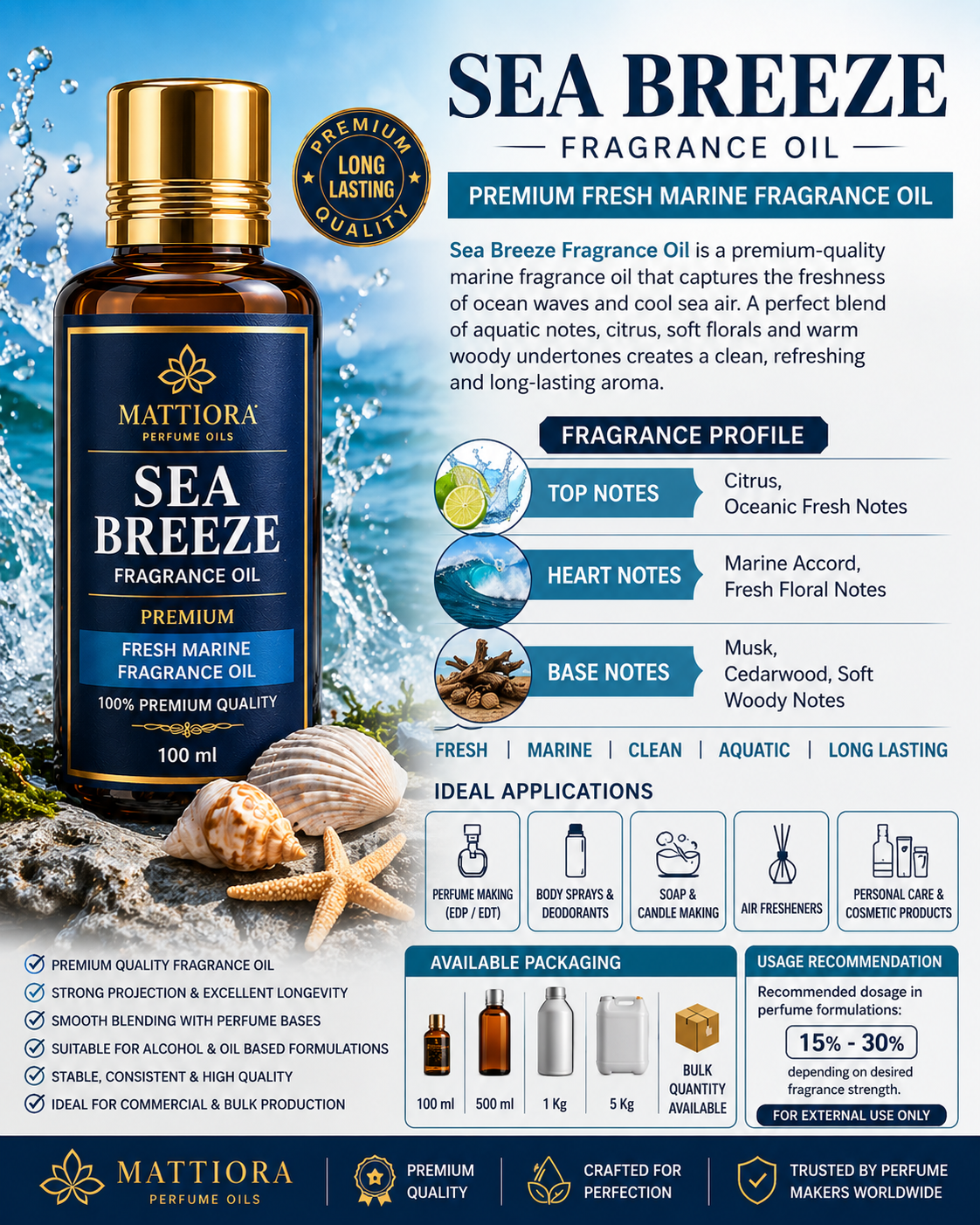 Sea Breeze Fragrance Oil | Premium Fresh Marine Fragrance Oil – Mattiora
